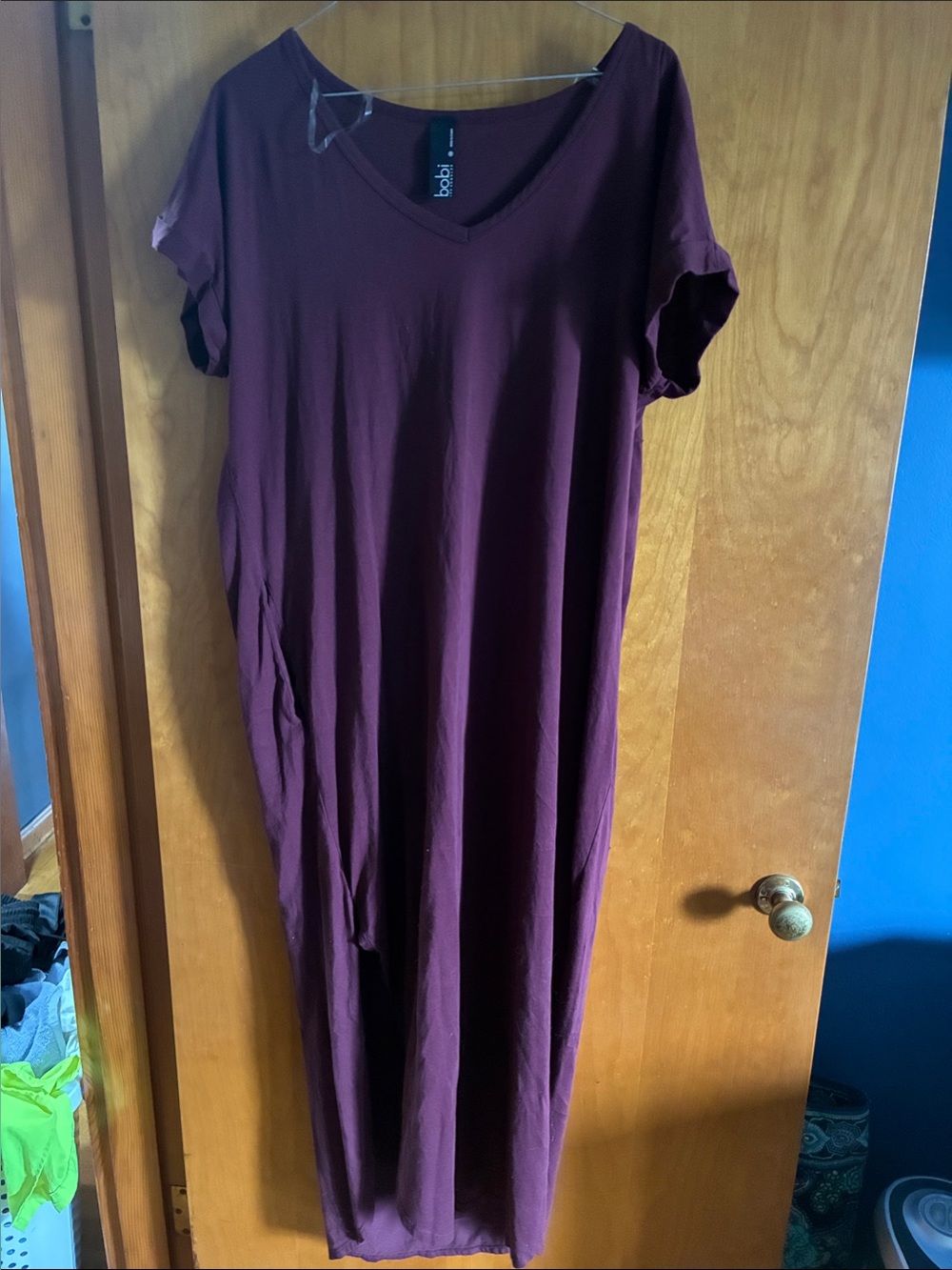 bobi Plum V-Neck Maxi Dress